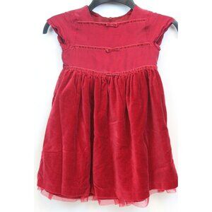 2003 Gymboree Holiday Magic Red Silk Dress sz 4 Red Bow Velvet Lined Winter